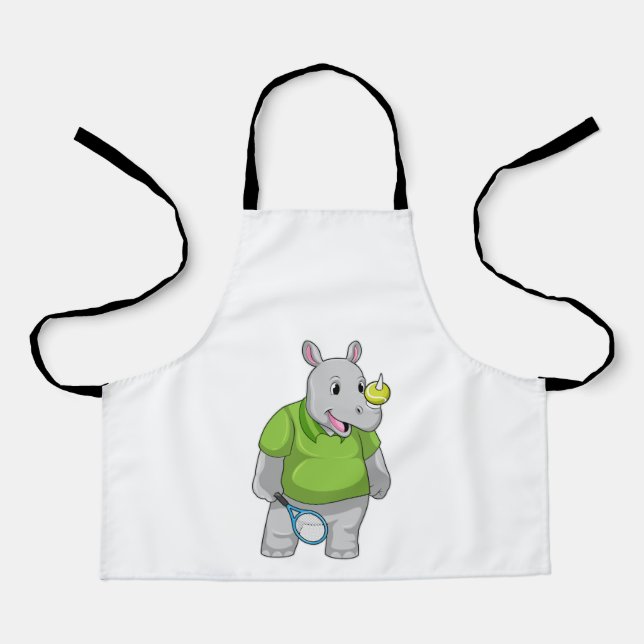 Rhino at Tennis with Tennis ball Apron (Front)