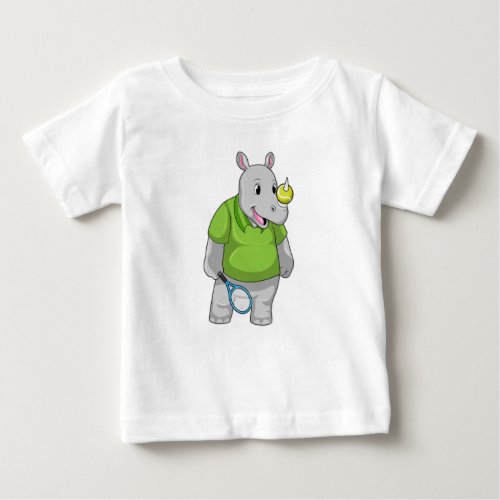 Rhino at Tennis with Tennis ball Baby T_Shirt