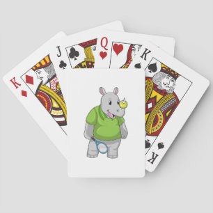 Rhino at Tennis with Tennis ball Poker Cards