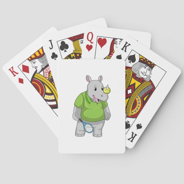 Rhino at Tennis with Tennis ball Poker Cards (Back)