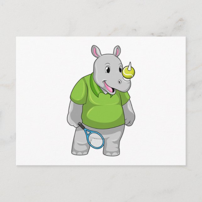 Rhino at Tennis with Tennis ball Postcard (Front)