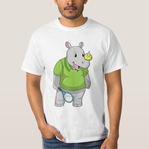 Rhino at Tennis with Tennis ball T_Shirt