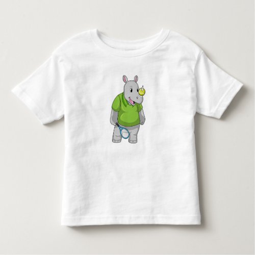 Rhino at Tennis with Tennis ball Toddler T_shirt