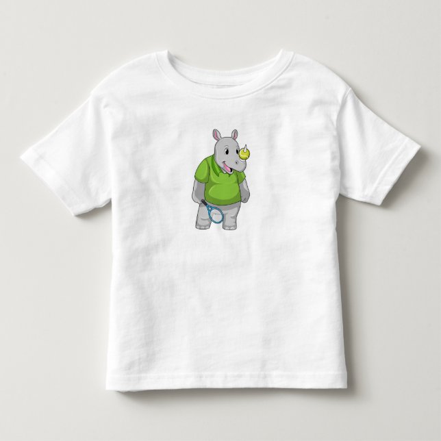 Rhino at Tennis with Tennis ball Toddler T-shirt (Front)