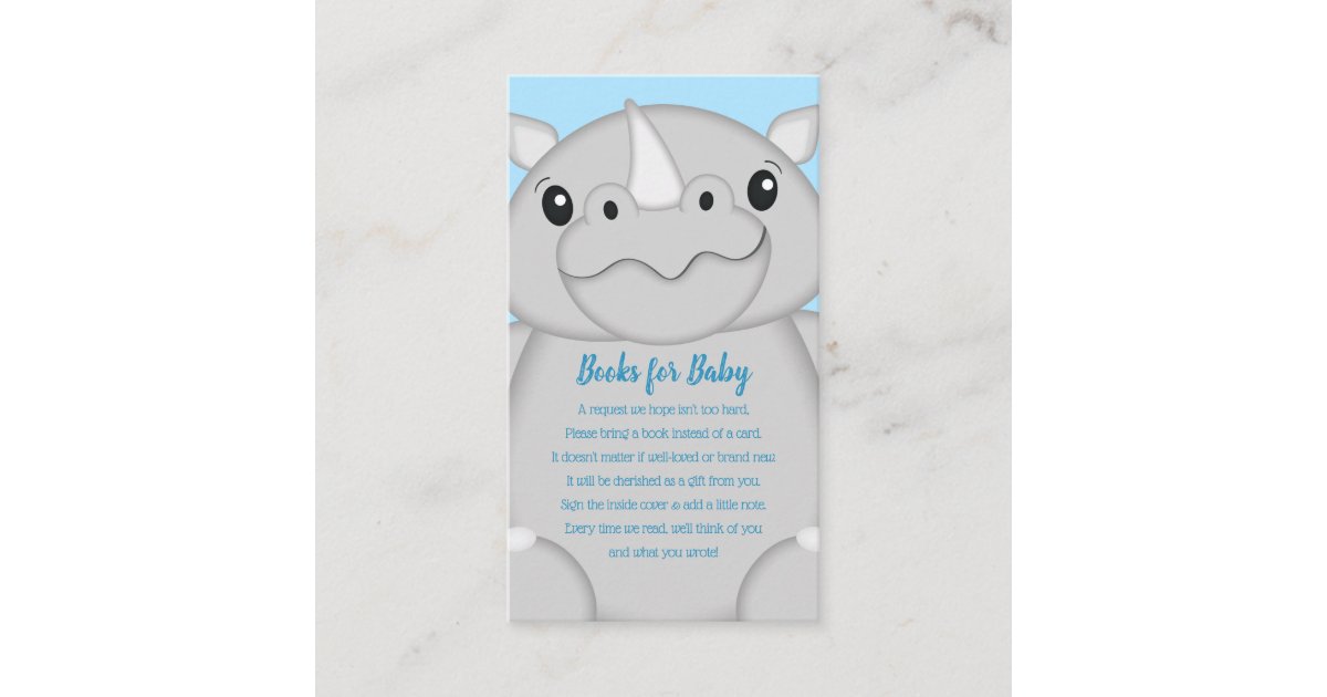 Rhino Baby Shower Blue Enclosure Card Zazzle
