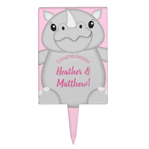 Rhino Baby Shower Pink Cake Topper