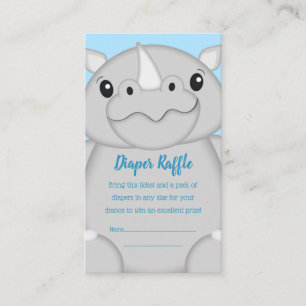 Rhino Baby Shower Safari Blue Enclosure Card