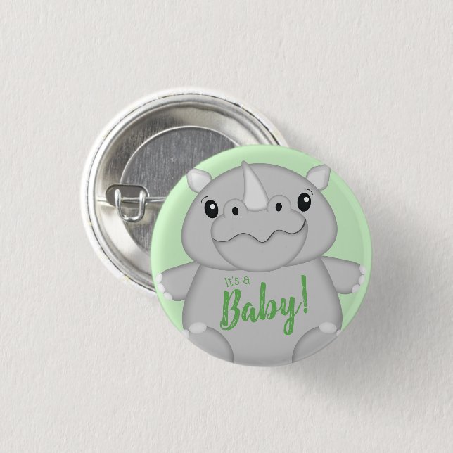 Rhino Baby Shower Safari Button (Front & Back)
