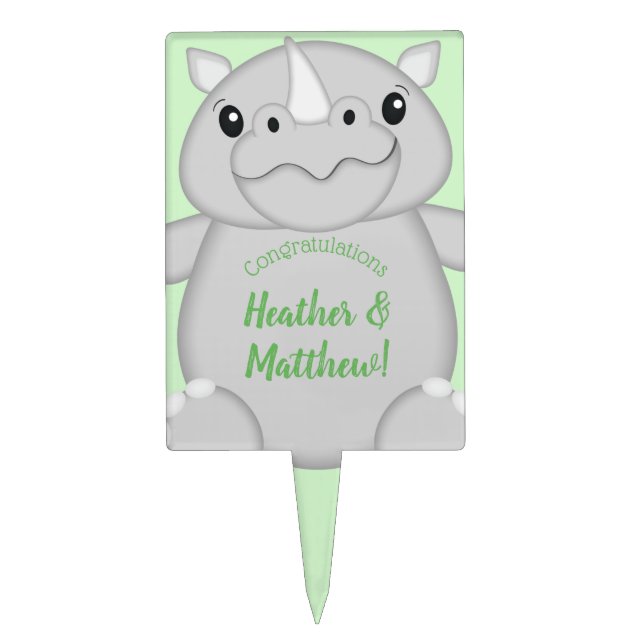 Rhino Baby Shower Safari Cake Topper (Front)