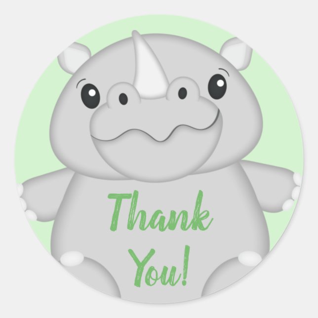 Rhino Baby Shower Safari Classic Round Sticker (Front)