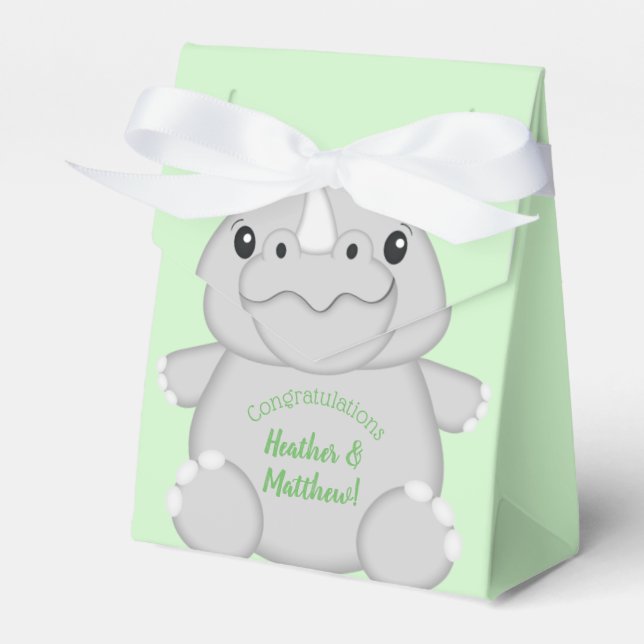 Rhino Baby Shower Safari Favor Boxes (Front Side)