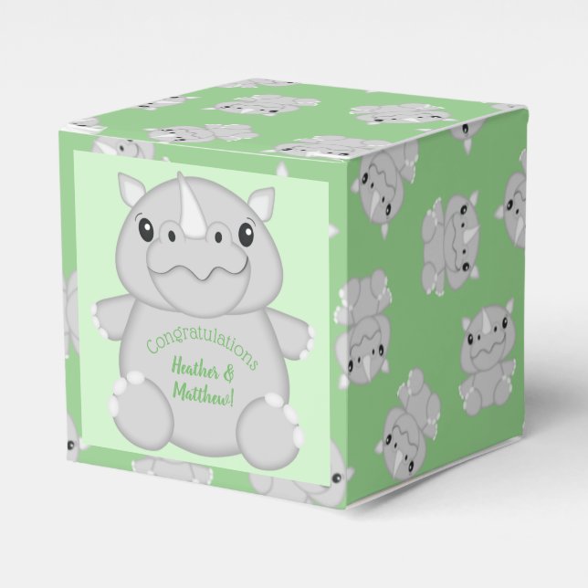 Rhino Baby Shower Safari Favor Boxes (Front Side)