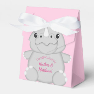 Rhino Baby Shower Safari Pink Girl Favor Boxes