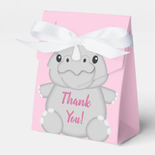 Rhino Baby Shower Safari Pink Girl Favor Boxes