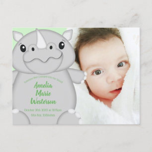 Rhino Baby Shower Safari Postcard