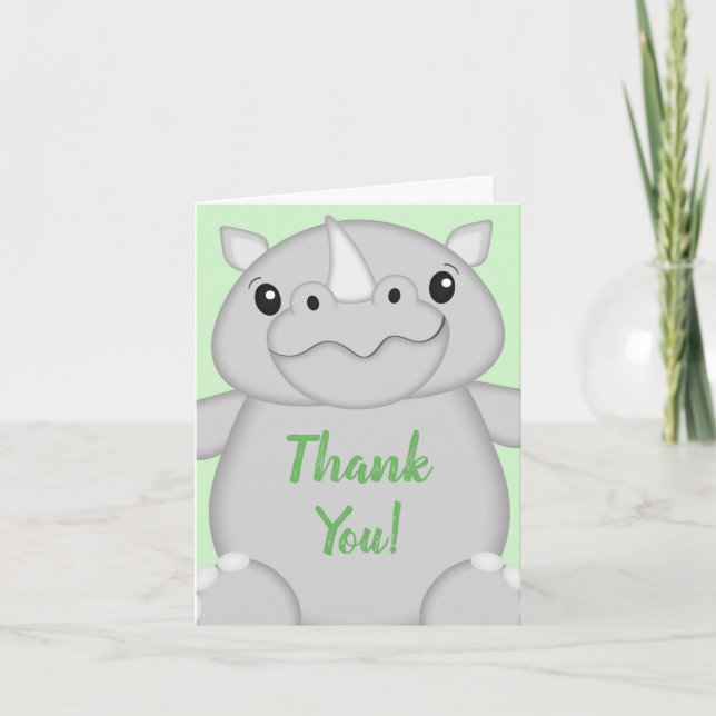 Rhino Baby Shower Safari Thank You Card (Front)