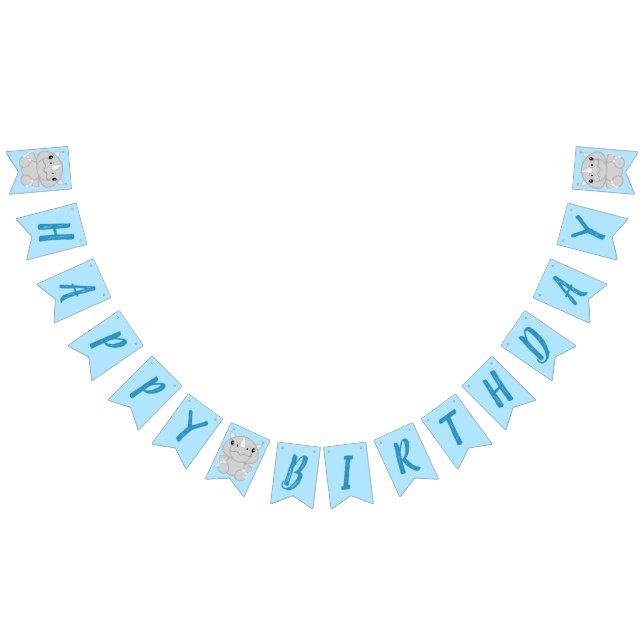 Rhino Birthday Party Blue Bunting Flags (All)