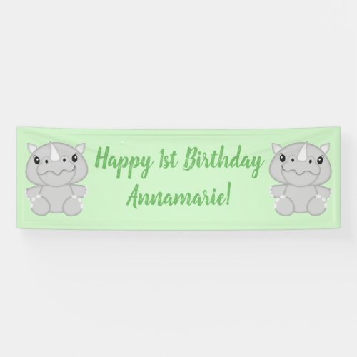 Rhino Birthday Party Green Banner