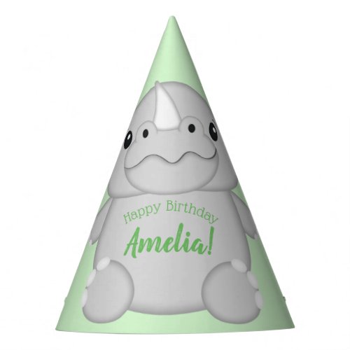 Rhino Birthday Party Green Party Hat