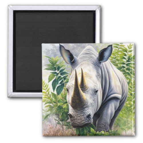 Rhino Botanical Portrait Magnet