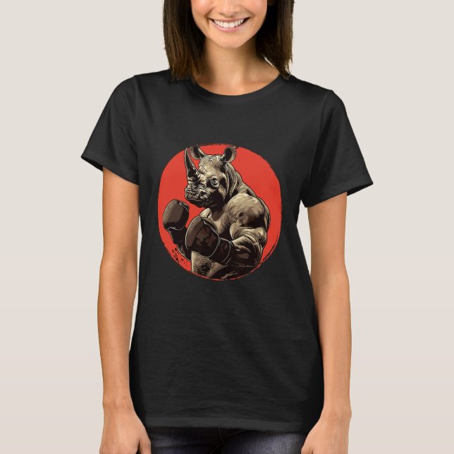 Rhino Boxer Fighter Boxing  T-Shirt (Front)