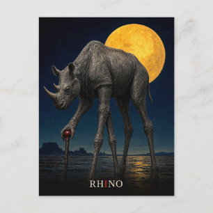 Rhino Cane gothic Surreal Postcard
