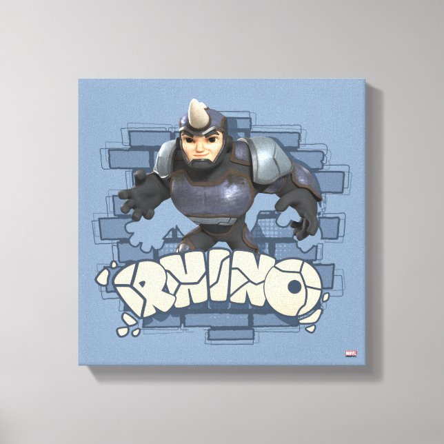 Rhino Character Badge Canvas Print (Front)