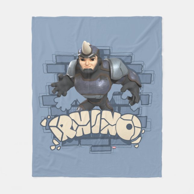 Rhino Character Badge Fleece Blanket (Front)