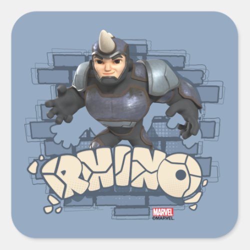 Rhino Character Badge Square Sticker