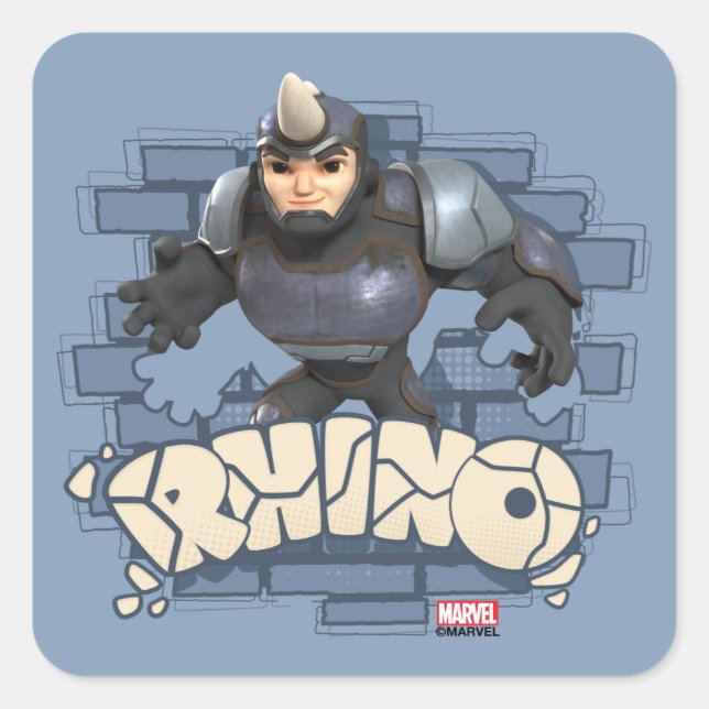 Rhino Character Badge Square Sticker (Front)