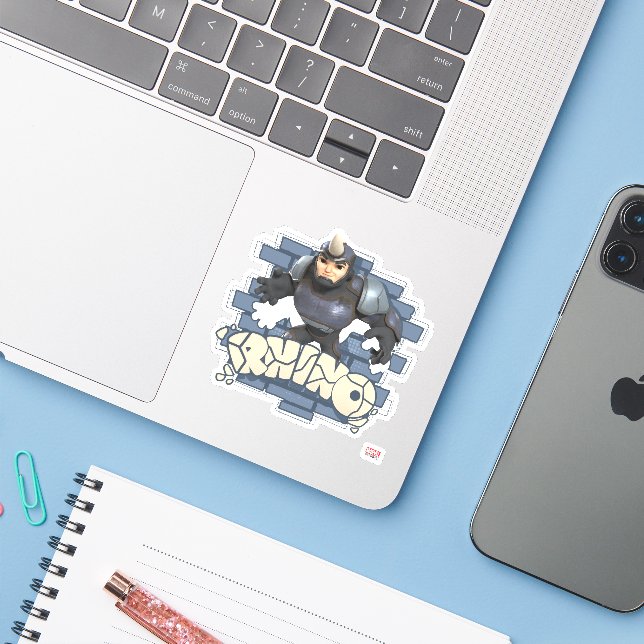 Rhino Character Badge Sticker (Laptop w/ iPhone)