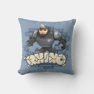 Rhino Character Badge Throw Pillow