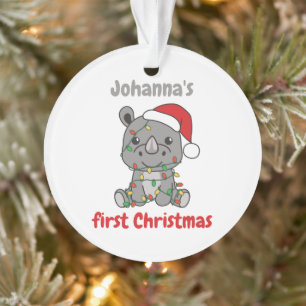 Rhino Christmas Winter Babys first Christmas Ornament