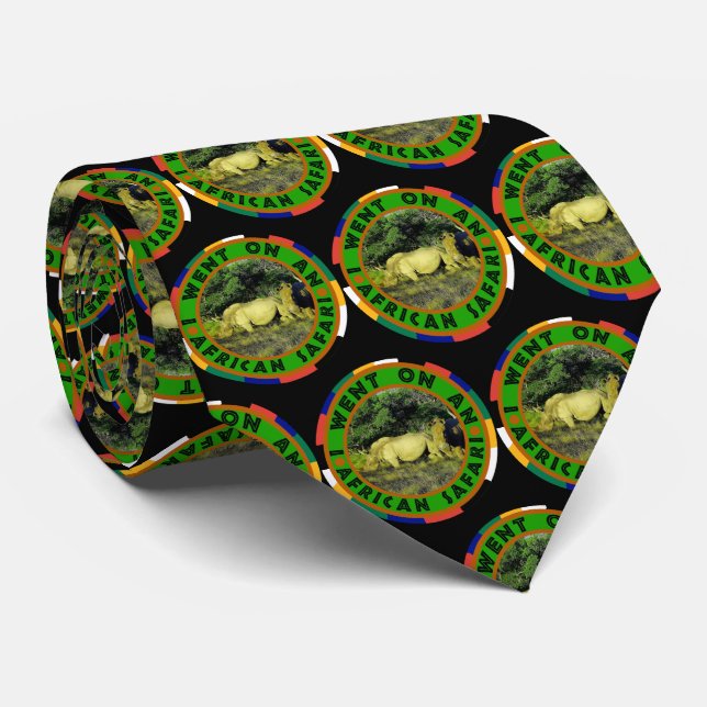 Rhino Couple Africa Circle Neck Tie (Rolled)