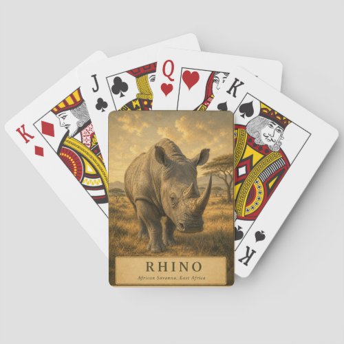 Rhino East African Savanna VINTAGE Poker Cards