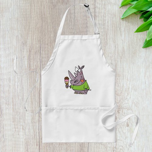 Rhino Eating Ice Cream Adult Apron