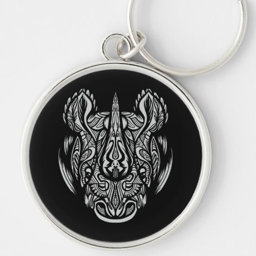 Rhino Face Ornamental design Keychain