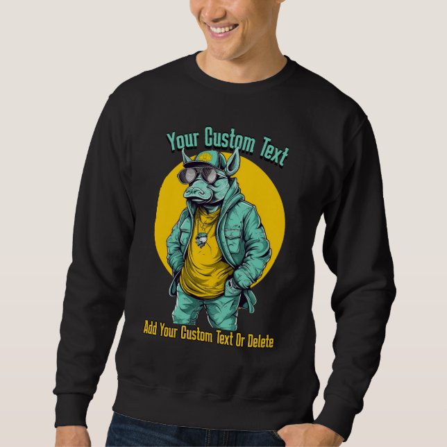 Rhino Fashionable Animal Fashion Sweatshirt (Front)