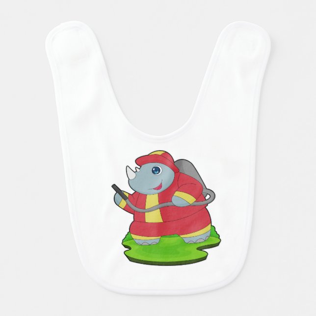 Rhino Firefighter Fire extinguisher Fire departmen Baby Bib (Front)
