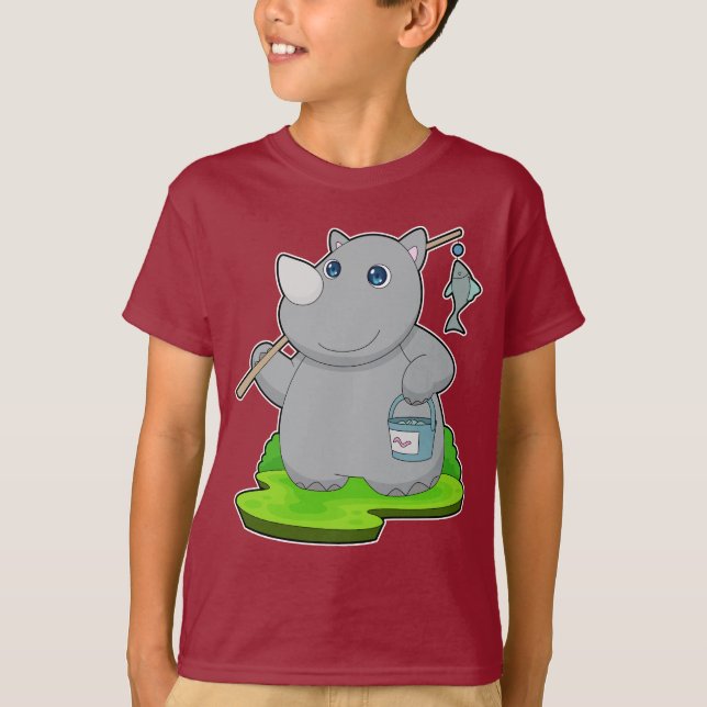 Rhino Fisher Fishing rod Fishing T-Shirt (Front)