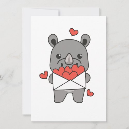  Rhino For Valentines Day Cute Animals Heart Holiday Card