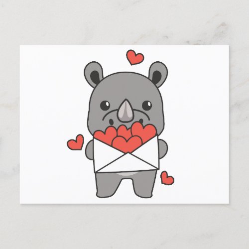  Rhino For Valentines Day Cute Animals Heart Postcard