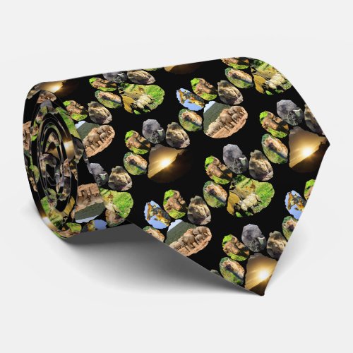 Rhino Giraffe Elephant Footprint Neck Tie