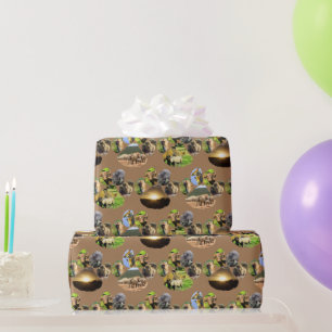Rhino, Giraffe, Elephant Footprint Wrapping Paper