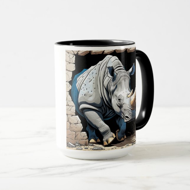 Rhino going through a wall mug (Front Right)