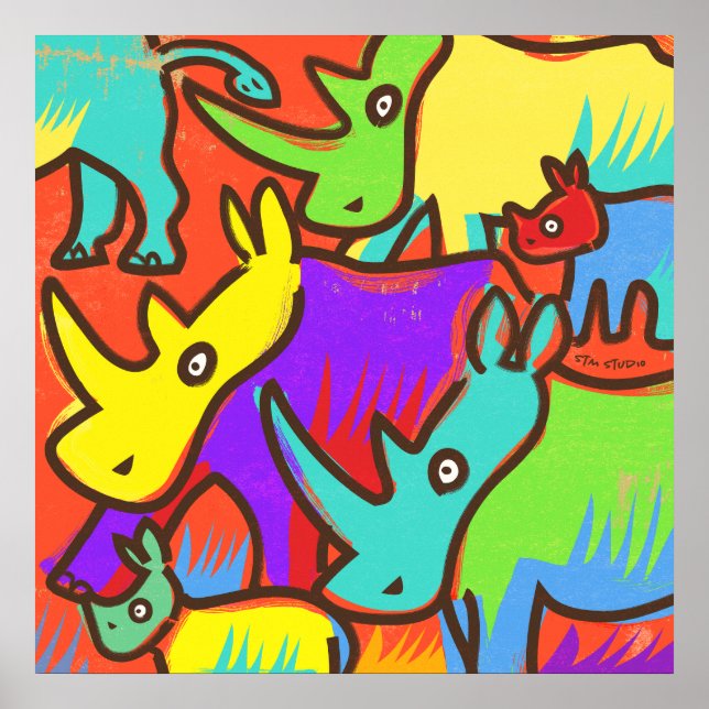 Rhino Graffiti Art Poster (Front)