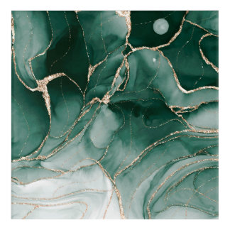 Rhino Green, Gold Abstract Acrylic Art