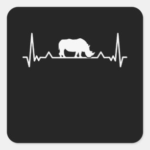 Rhino Heartbeat Save the Rhinoceros Gift Square Sticker