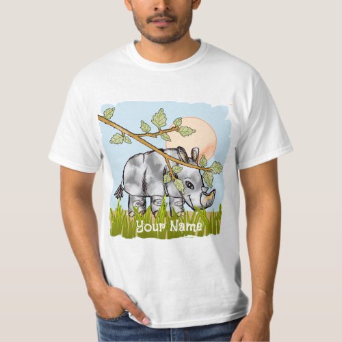 Rhino Hiding Custom Name T_Shirt