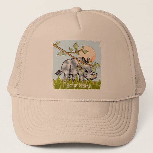 Rhino Hiding Custom Name Trucker Hat